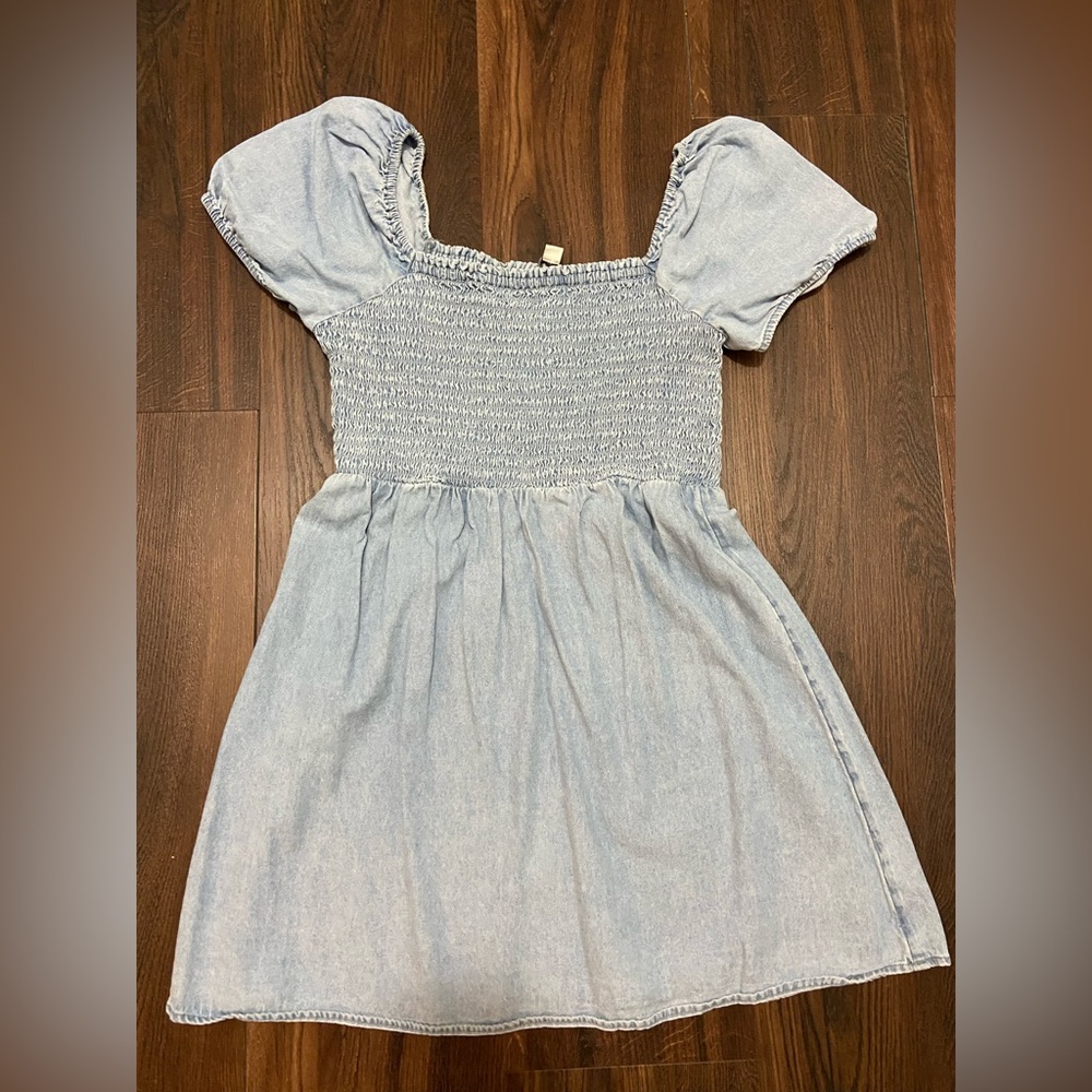 American Eagle denim smocked mini dress - size L - Picture 4 of 6